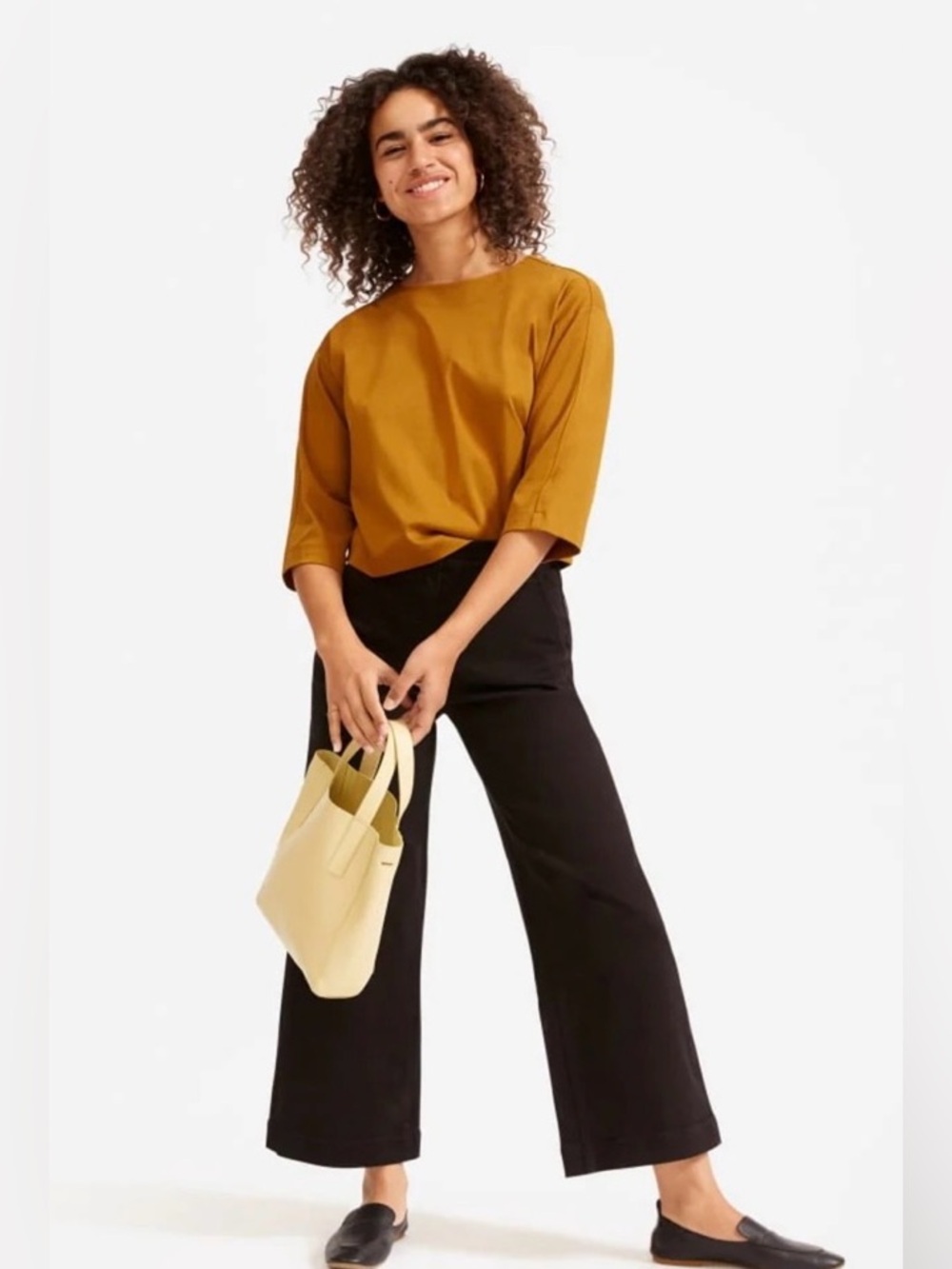 Everlane Chino Wide Leg Cropped Cotton Relaxed  Black Button Fly Size 8